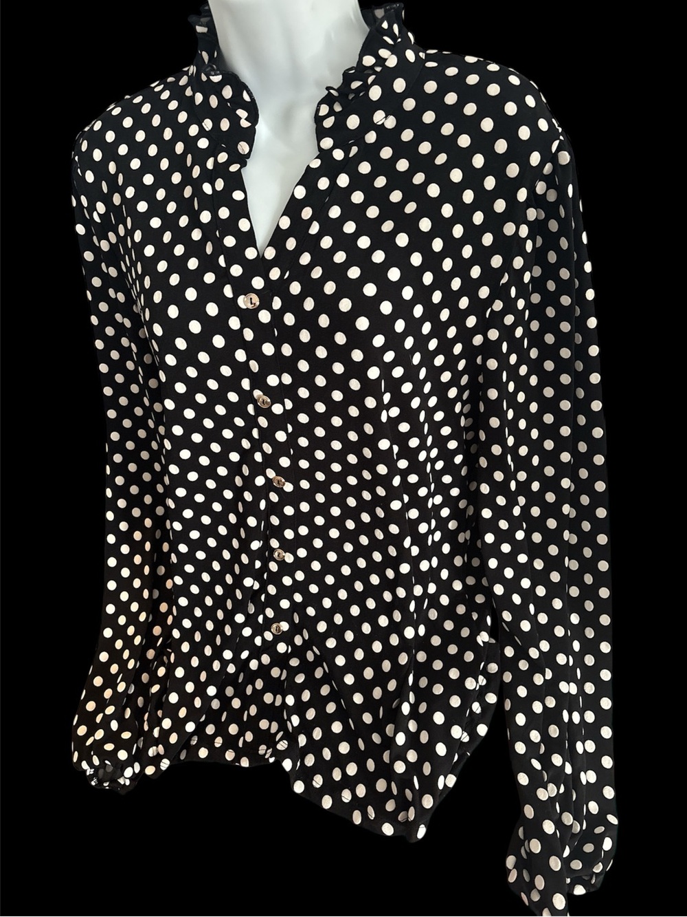 Carolyn Taylor Black and White Polka Dot Bodysuit Top